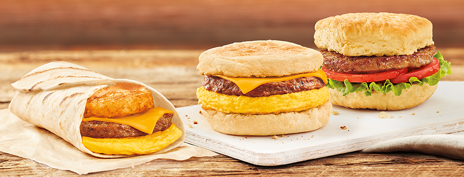Tim Hortons is testing three 100% plant-based breakfast sandwich options, including a Beyond Meat Breakfast Sandwich, a Beyond Meat Farmers Breakfast Wrap and a Beyond Meat Vegan Sandwich. (CNW Group/Tim Hortons)