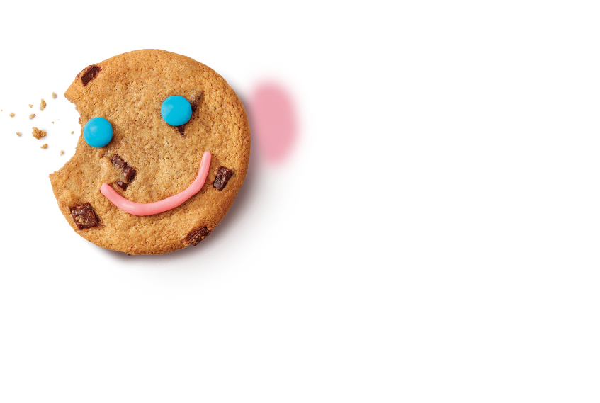 A Smile Cookie with a bite taken